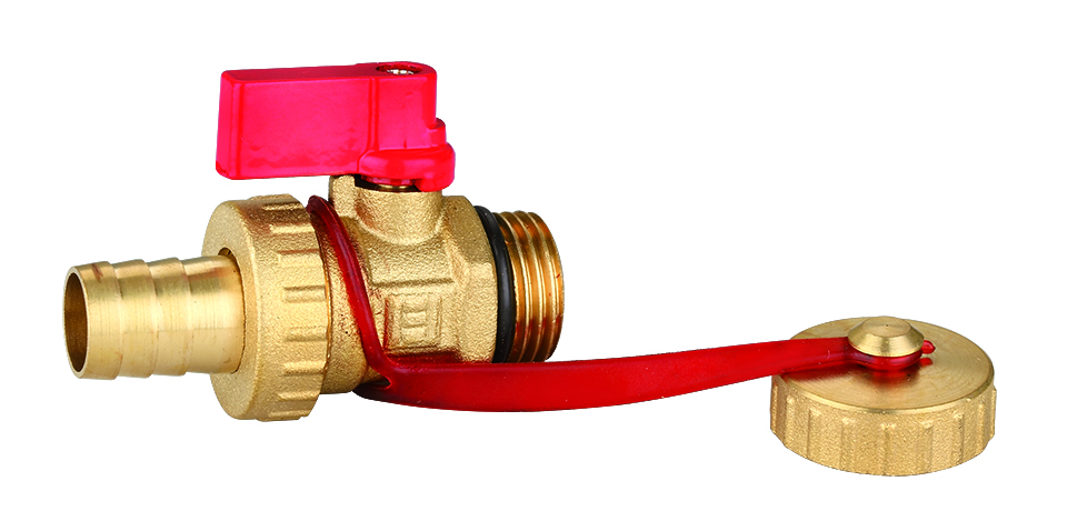 Vypúšťací guľový ventil s červenou rukoväťou, bronzová povrchová úprava 1/2